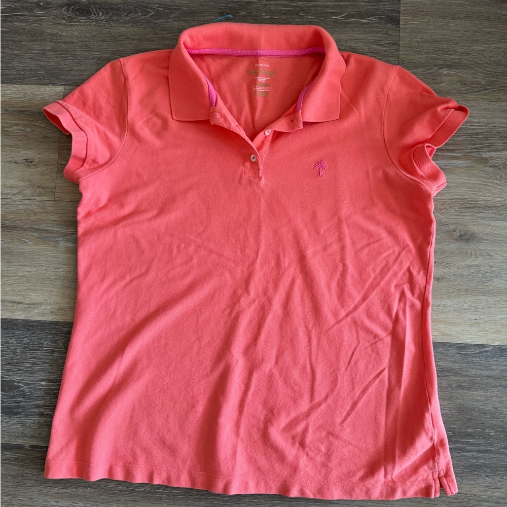 Lilly Pulitzer Coral Pink Short Sleeve Polo